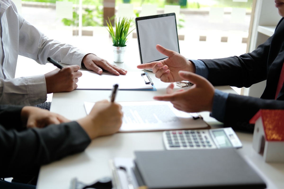 Business people discussing finances 