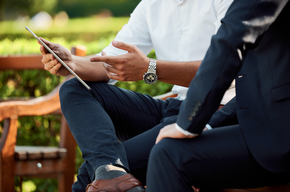 Businessman consulting with a client 